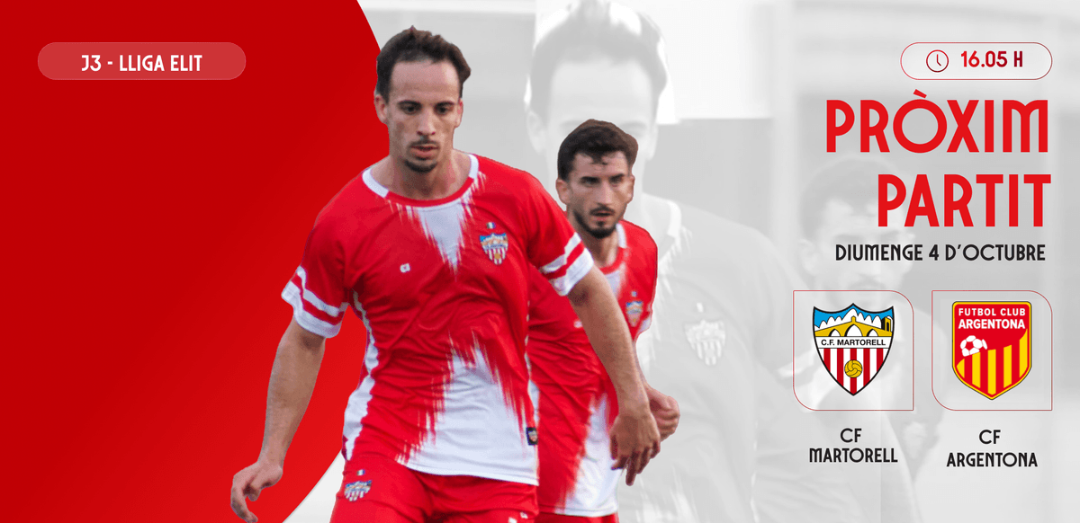 CF Martorell – FC Argentona, el partit de la jornada a la Lliga Elit, en directe a La Xarxa